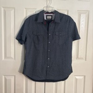 Men's Jachs New York Short Sleeve Shirt Black Patterned Casual(409T)